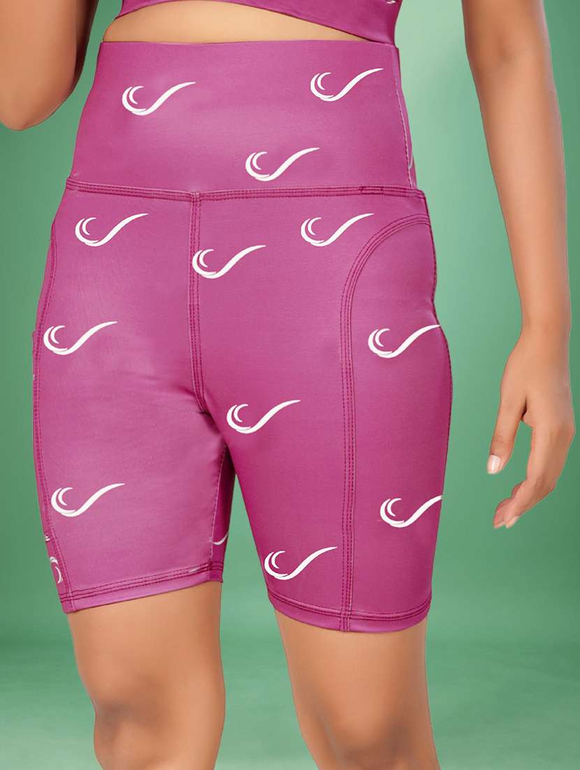 women multi colored polyester sports shorts short
