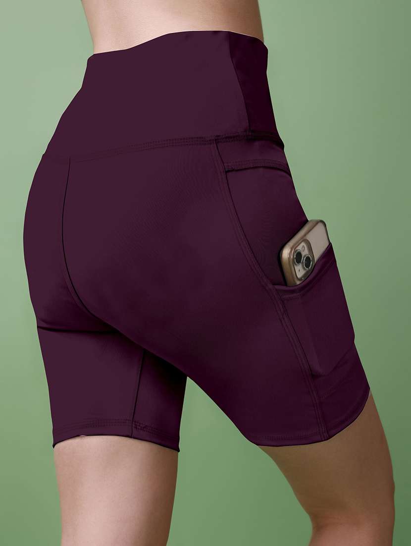 women purple polyester sports shorts short - 22432394 -  Standard Image - 2