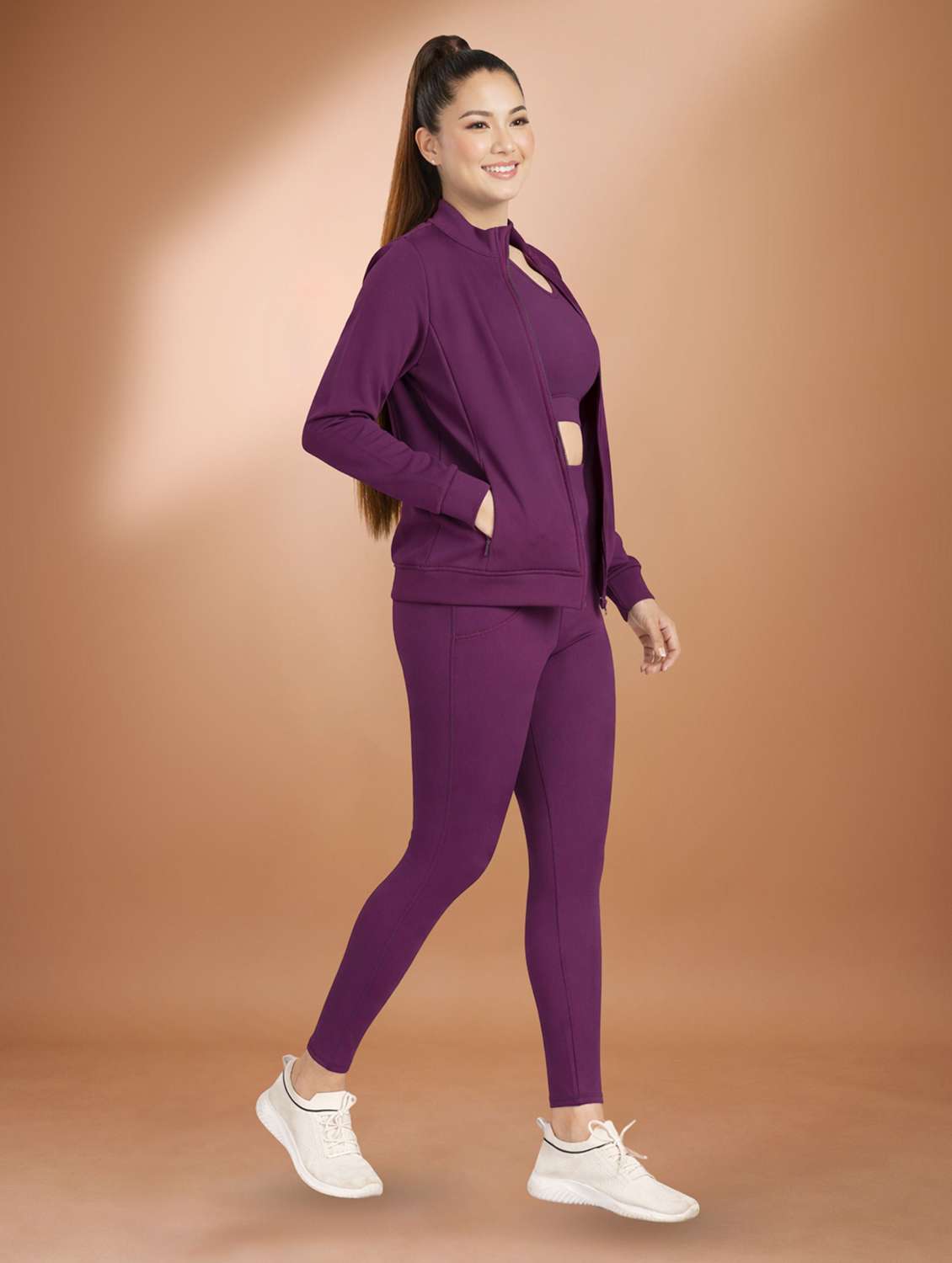 women purple polyester active wear set - co-ords - 22432532 -  Standard Image - 2
