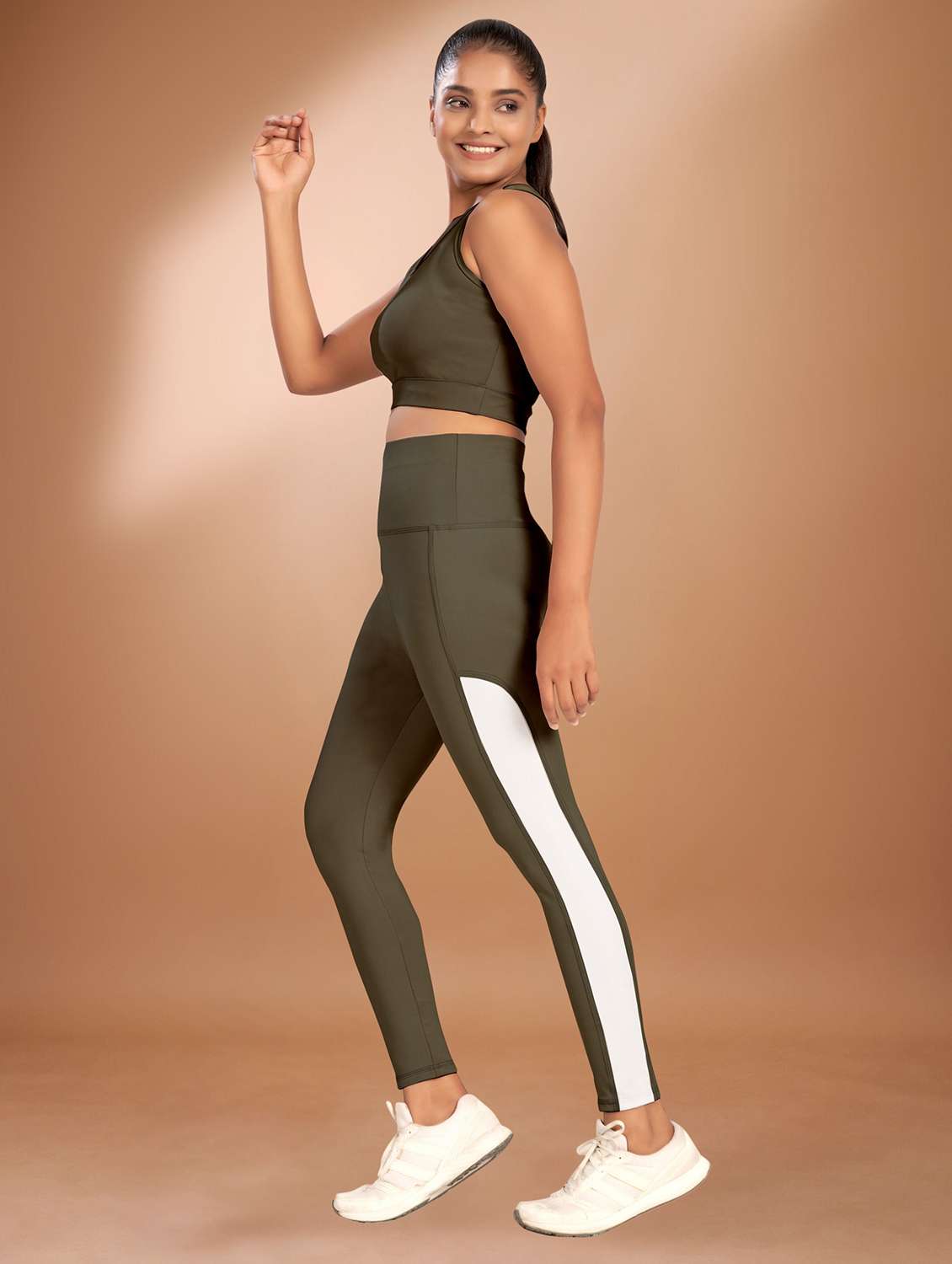 green polyester active wear set coord - 22432569 -  Standard Image - 2