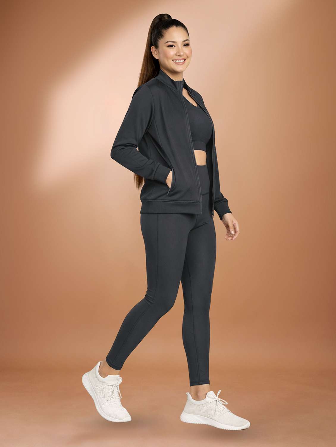 grey polyester active wear co-ord set - 22432585 -  Standard Image - 2