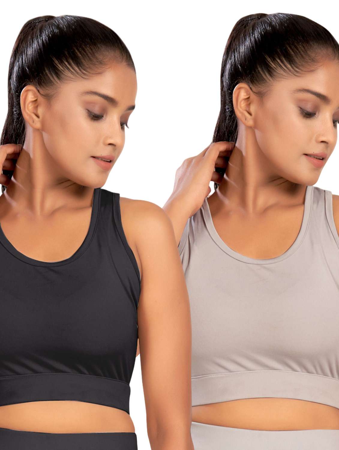 women multi colored  solid polyester sports bra