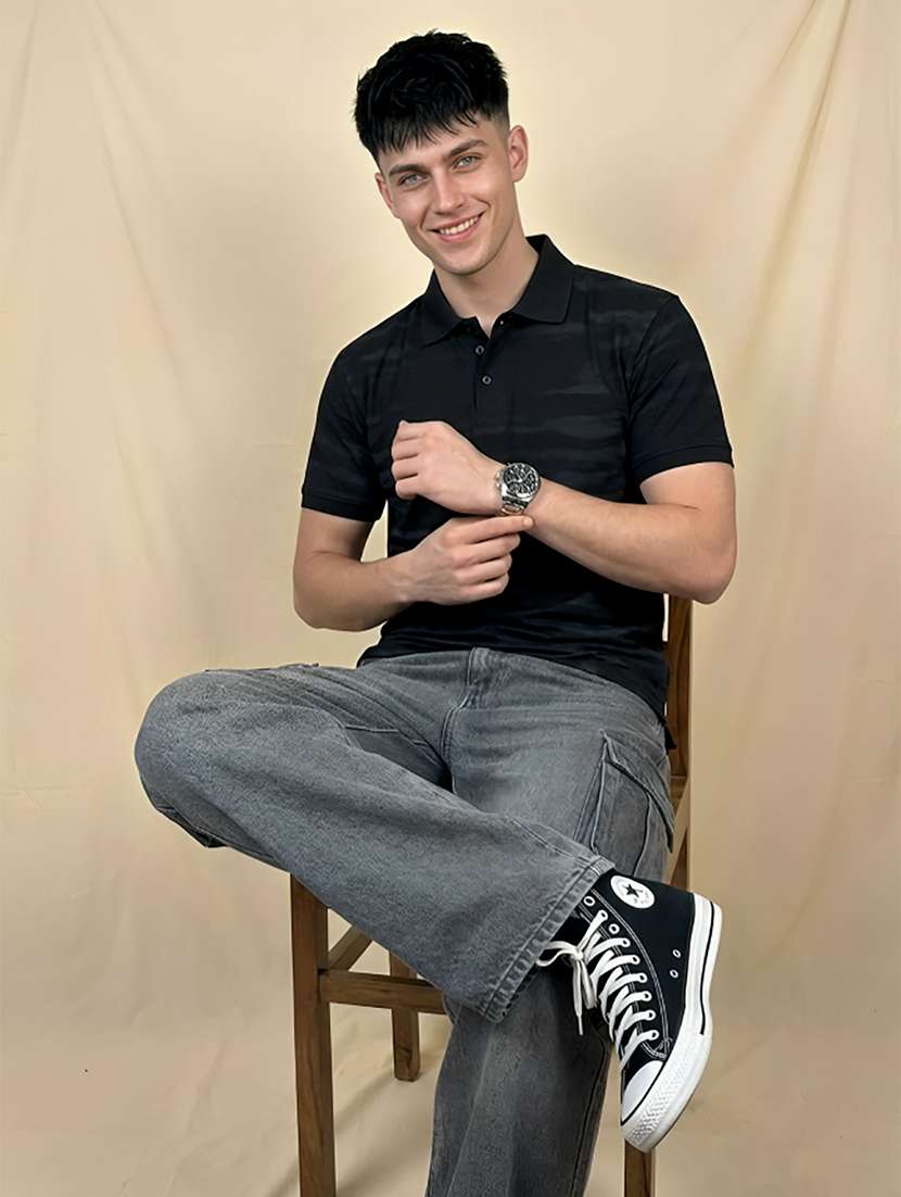 men printed short sleeve regular fit polo t-shirt - 22432772 -  Standard Image - 2