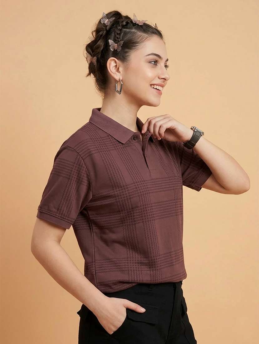 women printed short sleeve polo t-shirt - 22432794 -  Standard Image - 2