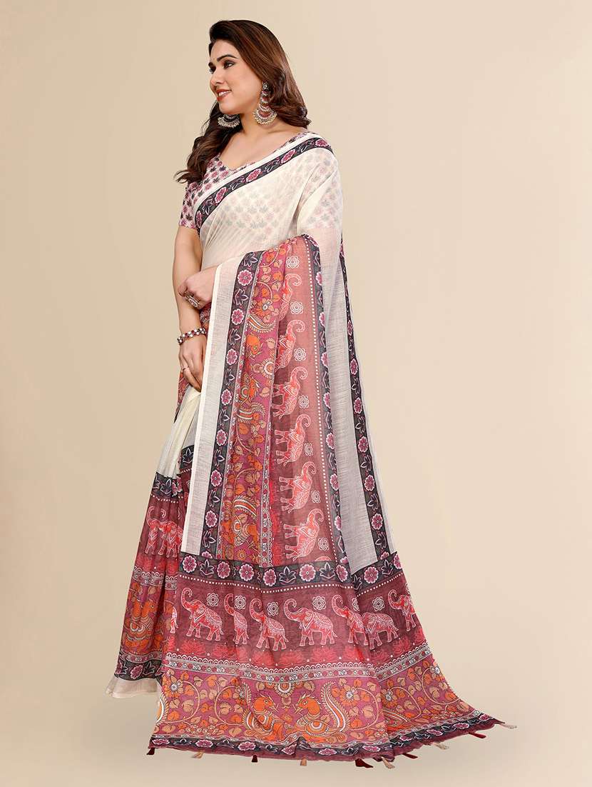 women printed casual wear saree with blouse - 22432832 -  Standard Image - 2