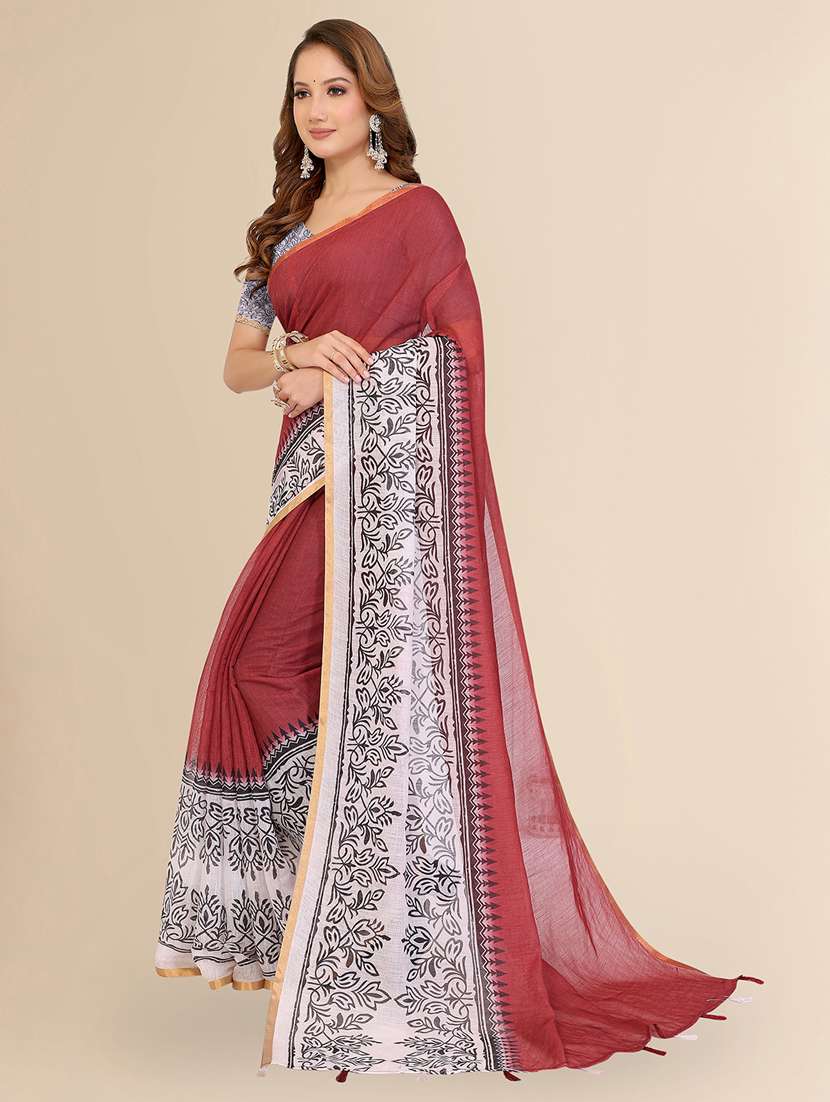 women printed casual wear saree with blouse - 22432841 -  Standard Image - 2