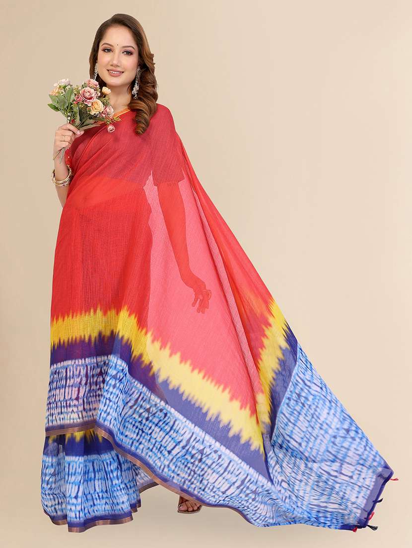 women printed casual wear saree with blouse - 22432845 -  Standard Image - 2