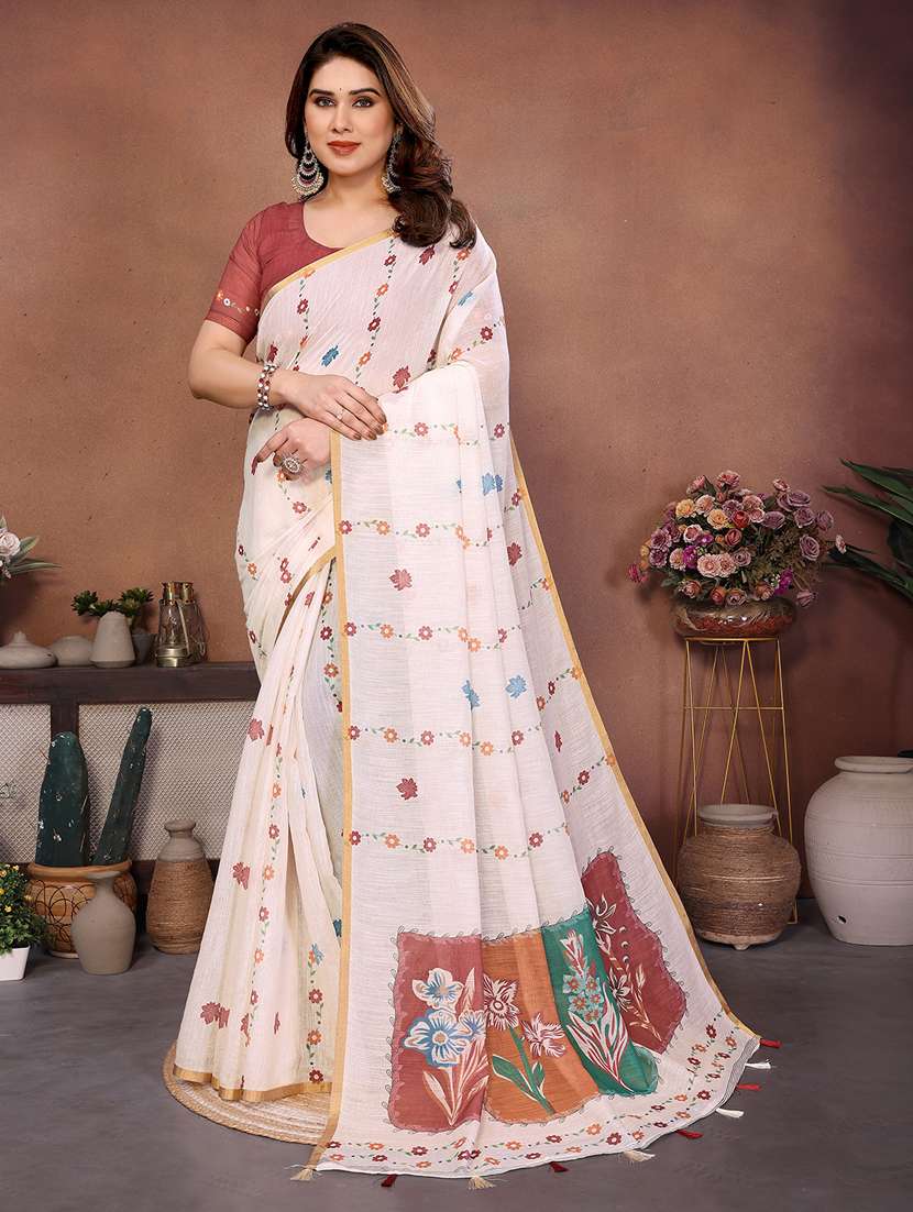 women printed casual wear saree with blouse - 22432882 -  Standard Image - 2