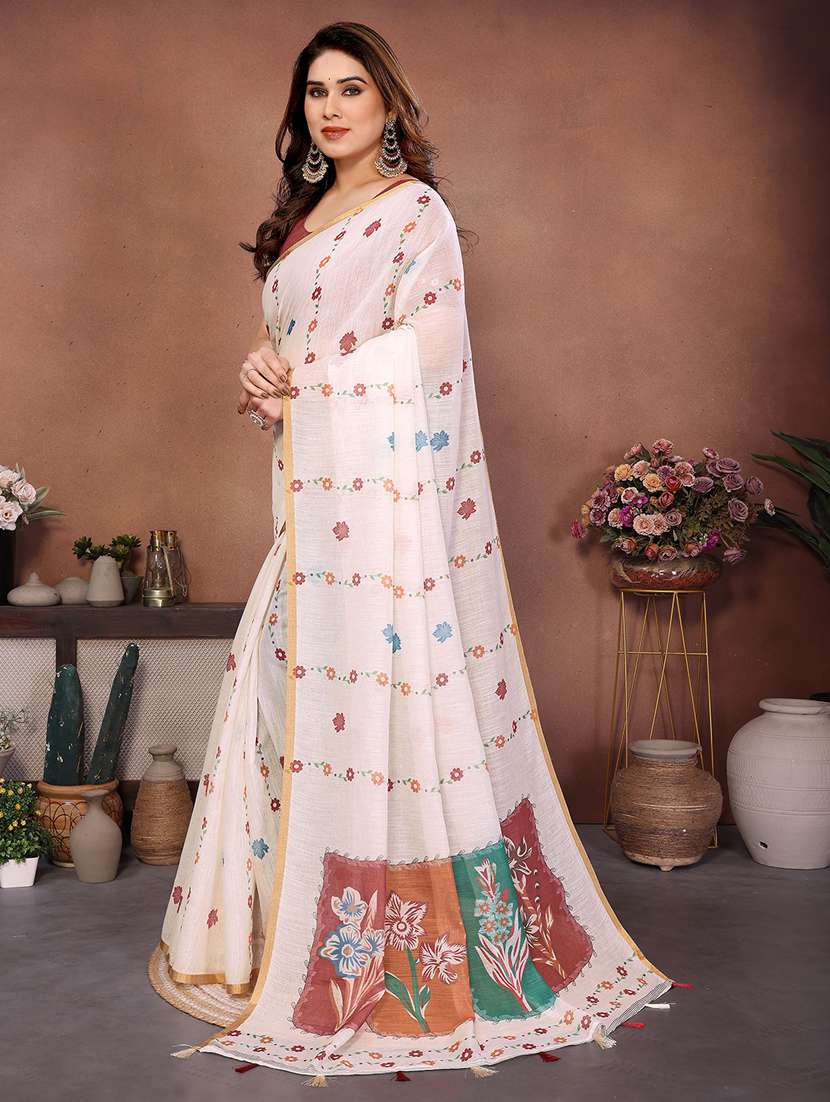 women printed casual wear saree with blouse - 22432882 -  Standard Image - 2