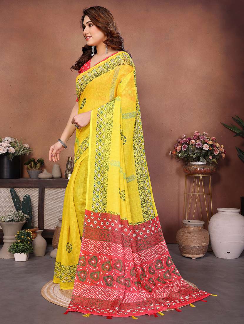 women printed casual wear saree with blouse - 22432887 -  Standard Image - 2