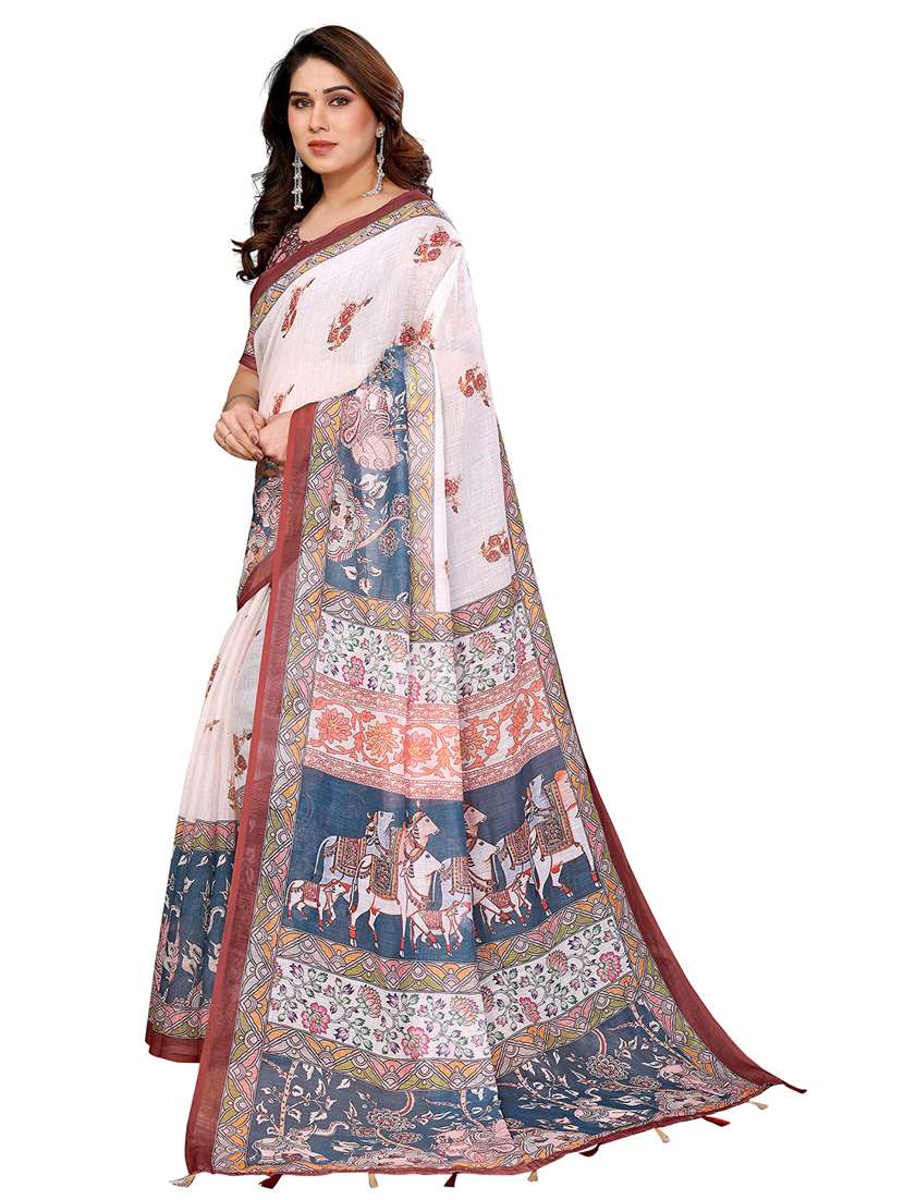 women printed casual wear saree with blouse - 22432909 -  Standard Image - 2