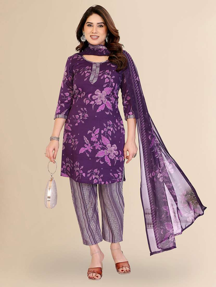 women printed unstitched suit set
