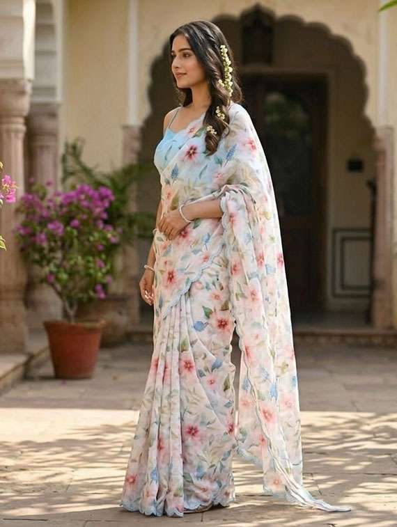 women floral printed saree with blouse - 22433059 -  Standard Image - 2