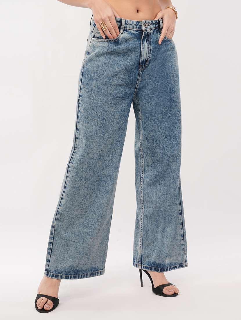 women solid high rise wide leg jean - 22433108 -  Standard Image - 2