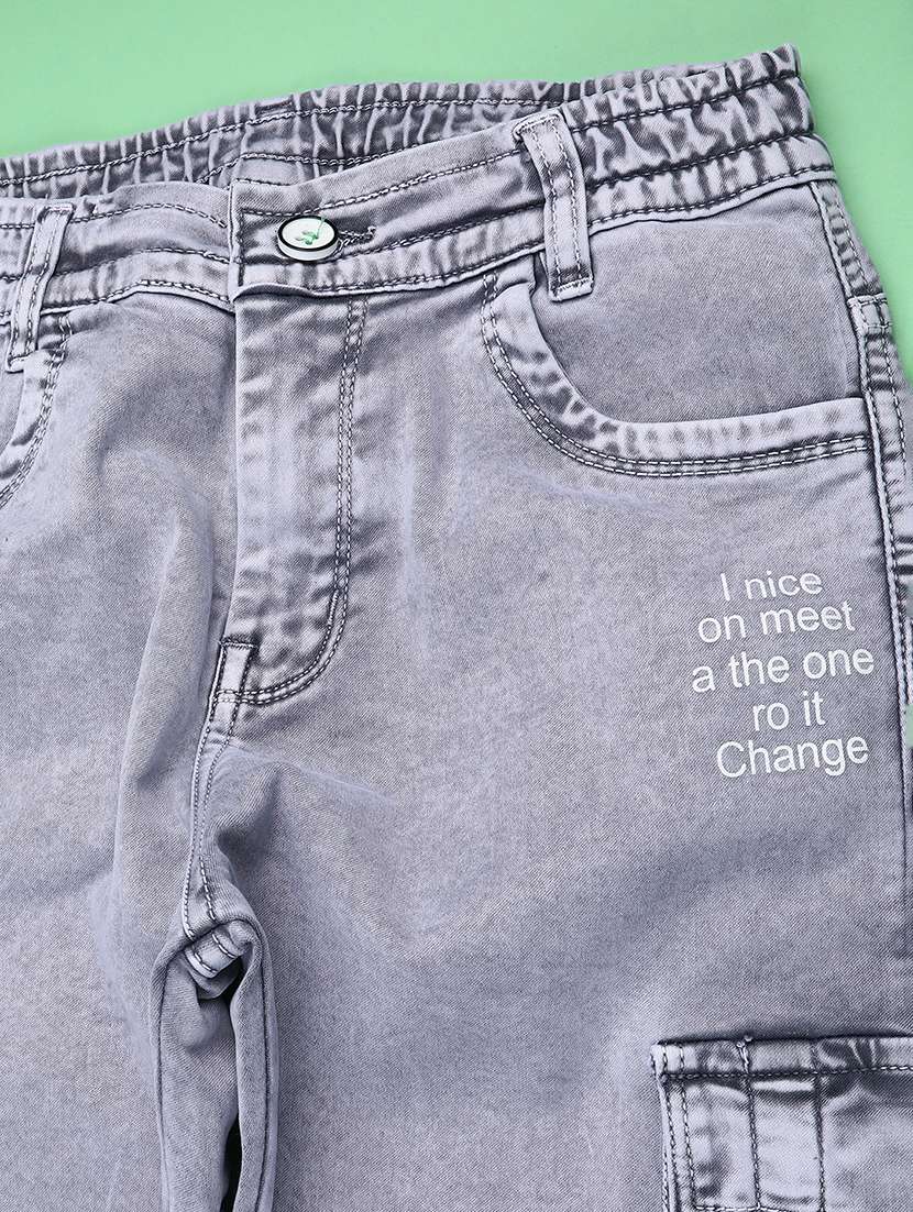 Grey Poly Cotton Plain Jean - 22433122 -  Standard Image - 2