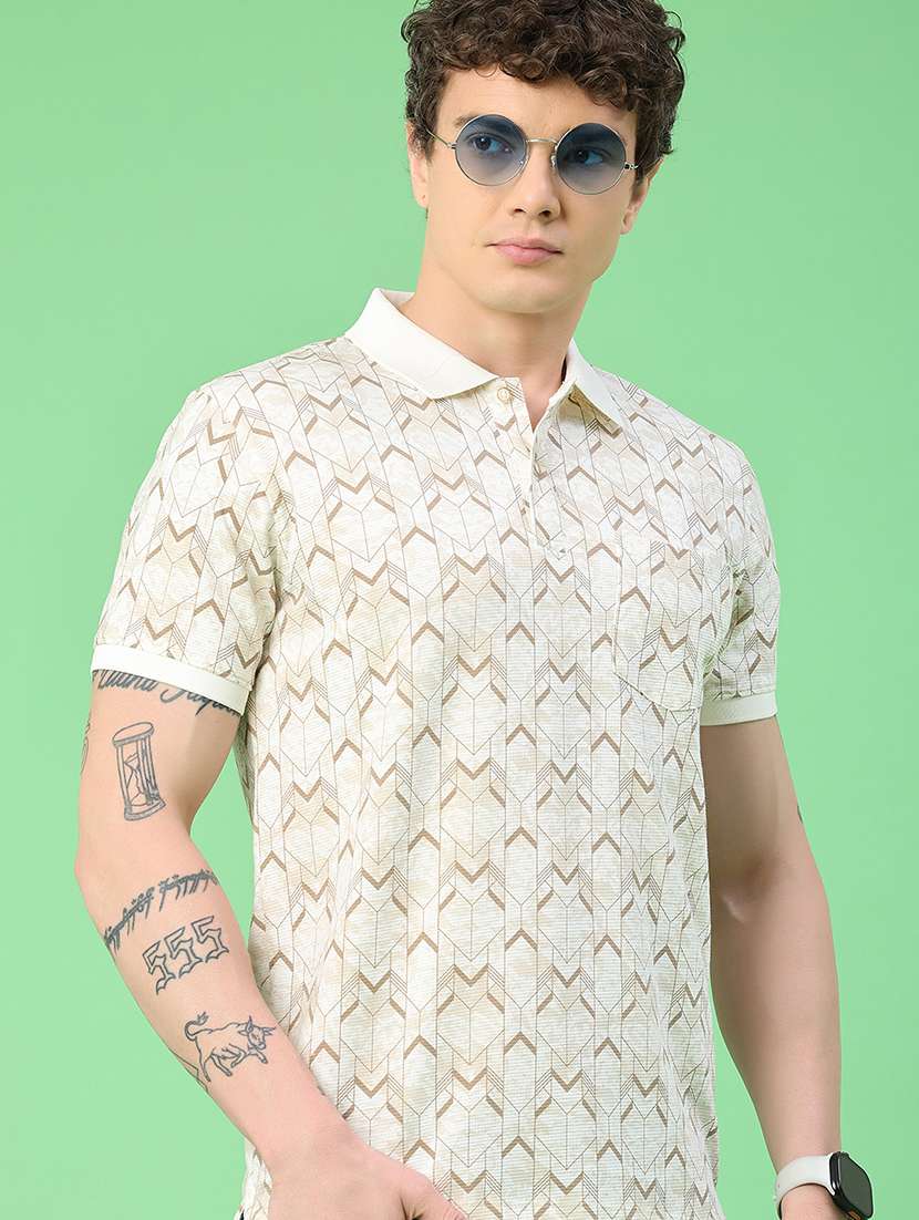 men printed short sleeve regular fit polo t-shirt