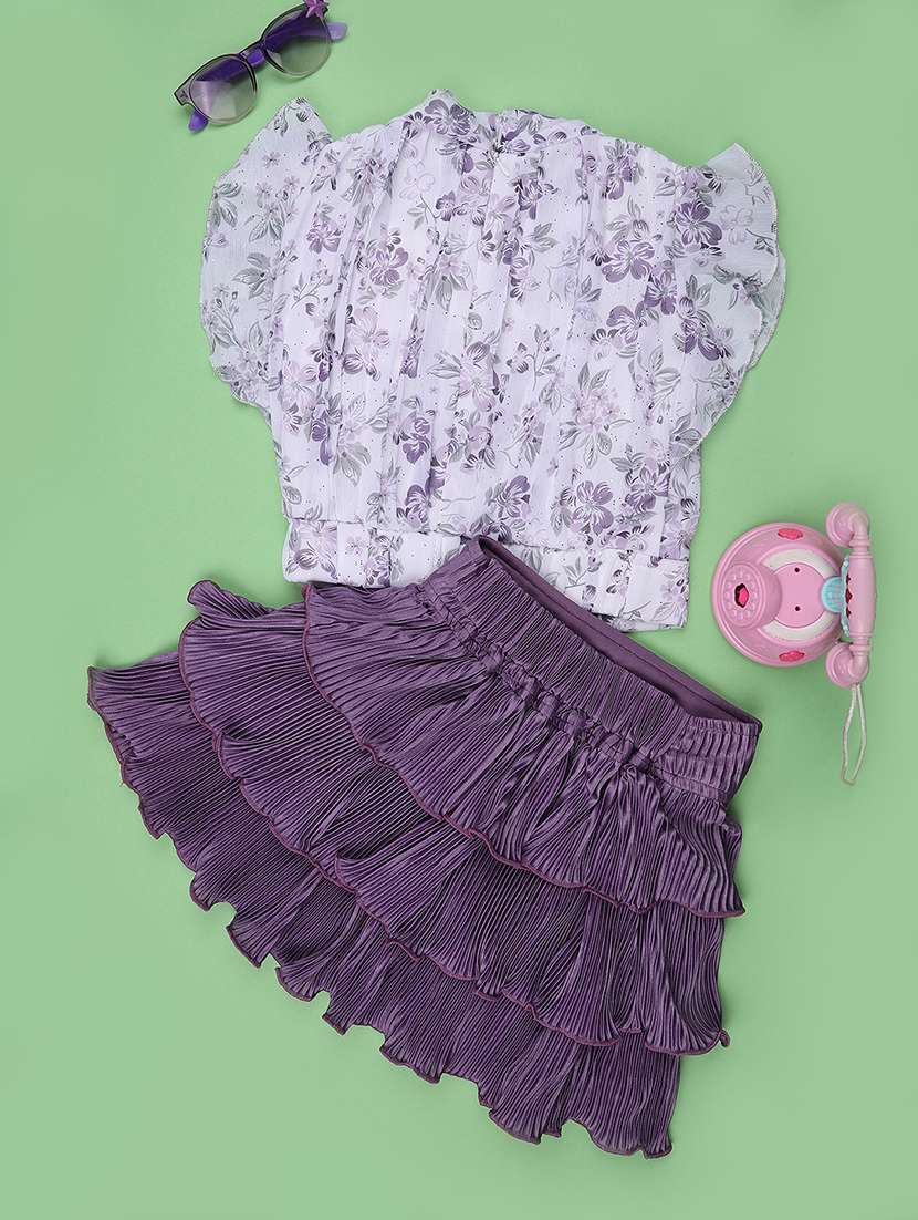 girls printed short sleeves top and skirt set - 22433372 -  Standard Image - 2