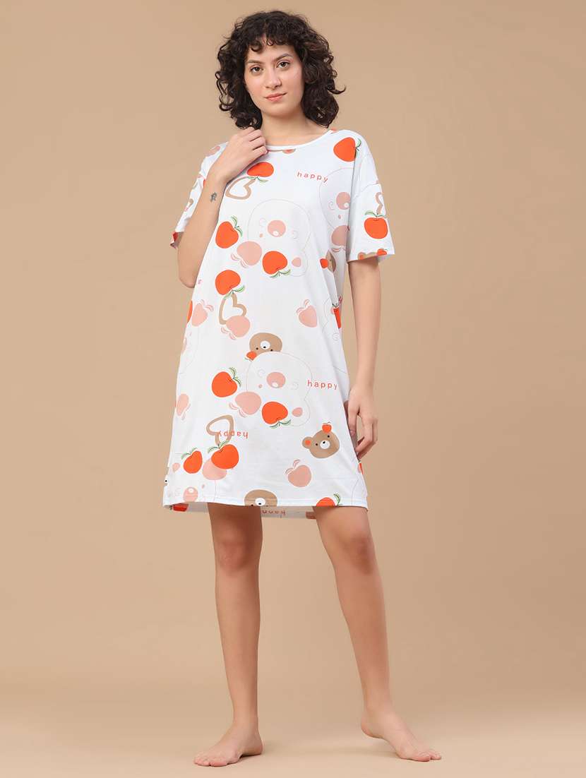 white polyester nighty sleepshirts &