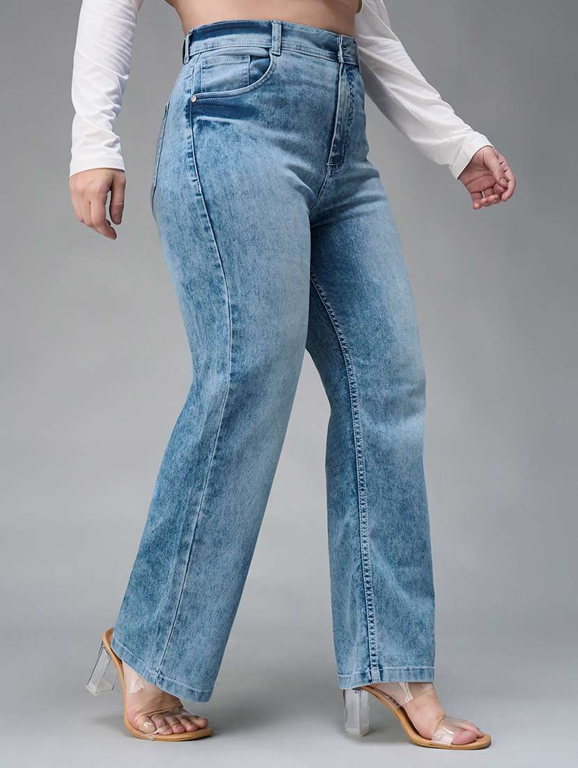 women solid high rise straight jeans - 22433417 -  Standard Image - 2
