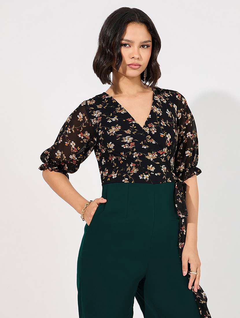 women floral print puff sleeve jumpsuit - 22433484 -  Standard Image - 2