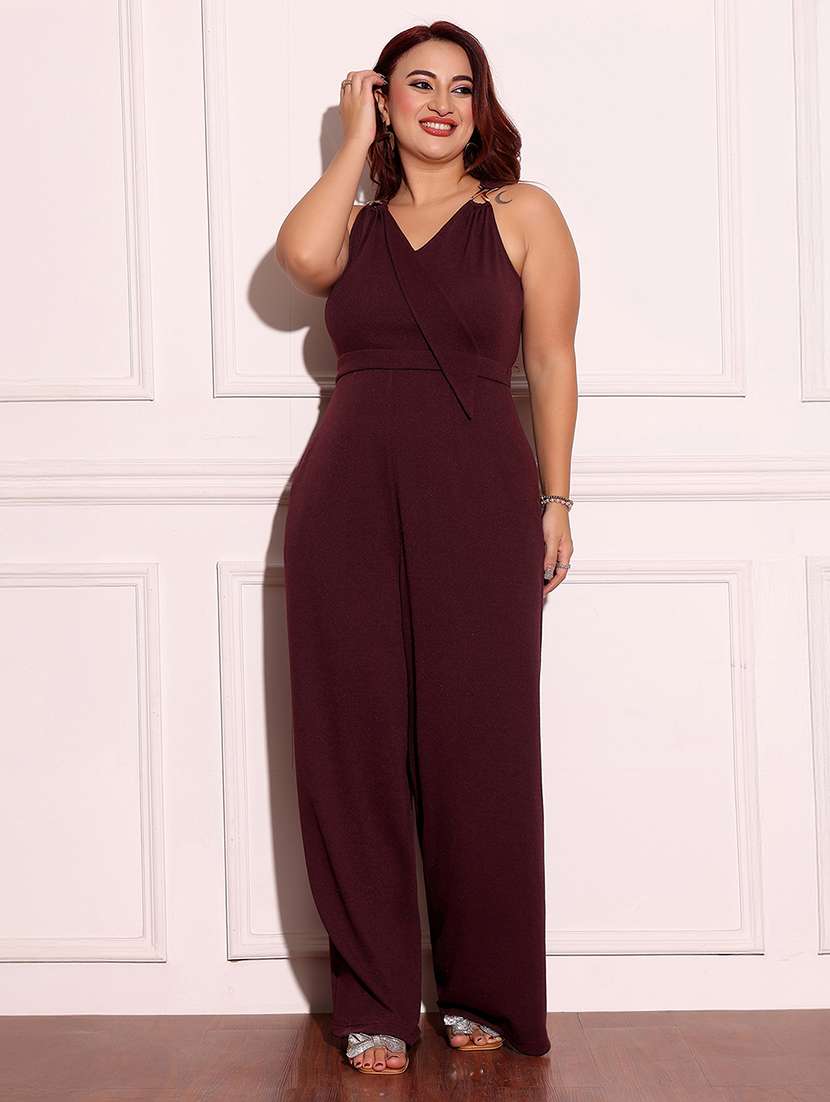 Women Plus Size Solid Sleeveleess Jumpsuit - 22433493 -  Standard Image - 2