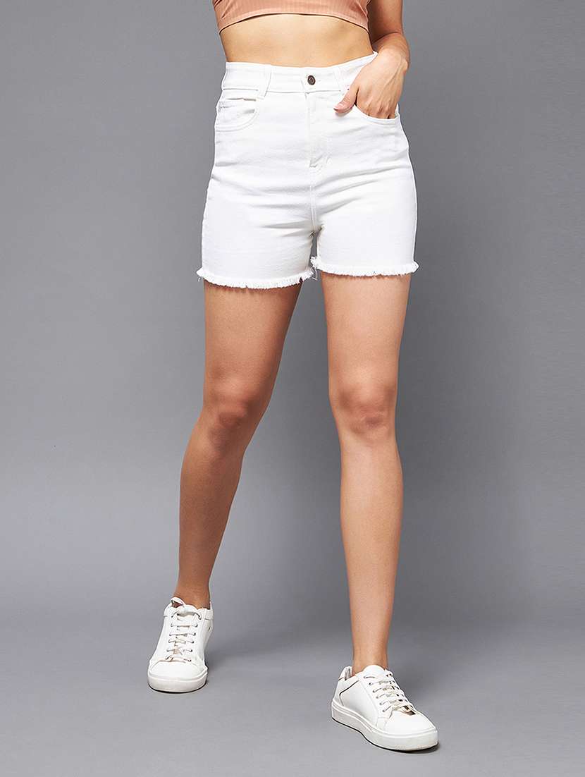 women solid high rise denim shorts  - 22433548 -  Standard Image - 2