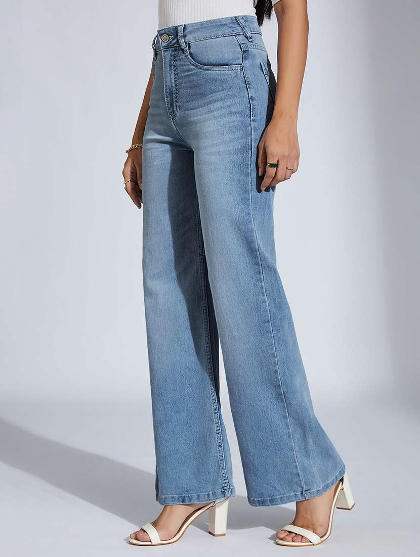 women solid high rise wide leg jean - 22433554 -  Standard Image - 2