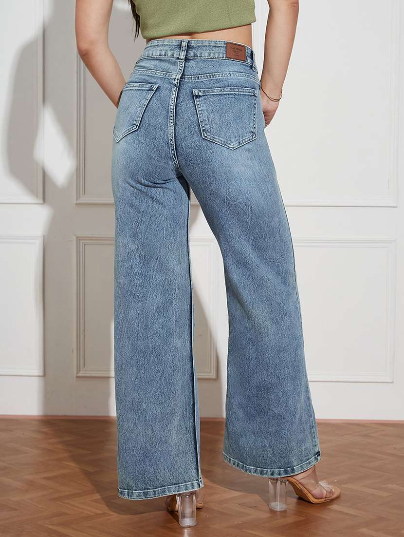 women solid high rise wide leg jean - 22433557 -  Standard Image - 2