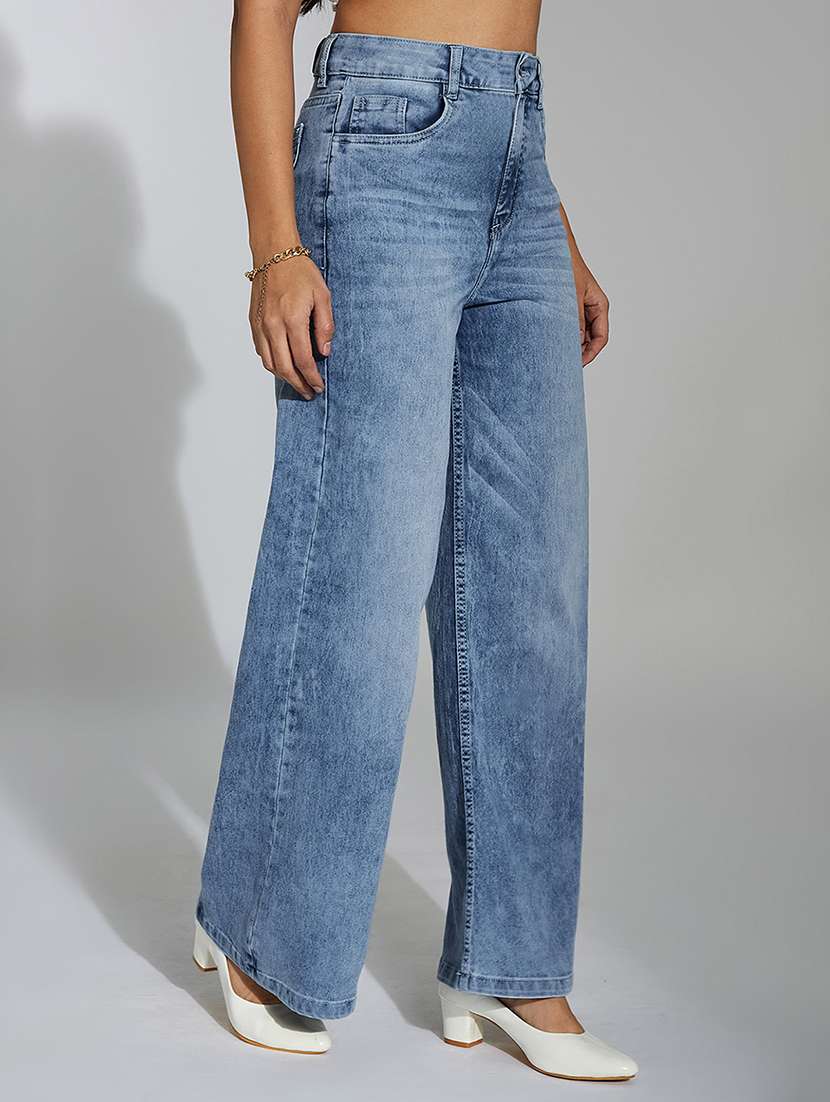 women solid high rise wide leg jean - 22433562 -  Standard Image - 2