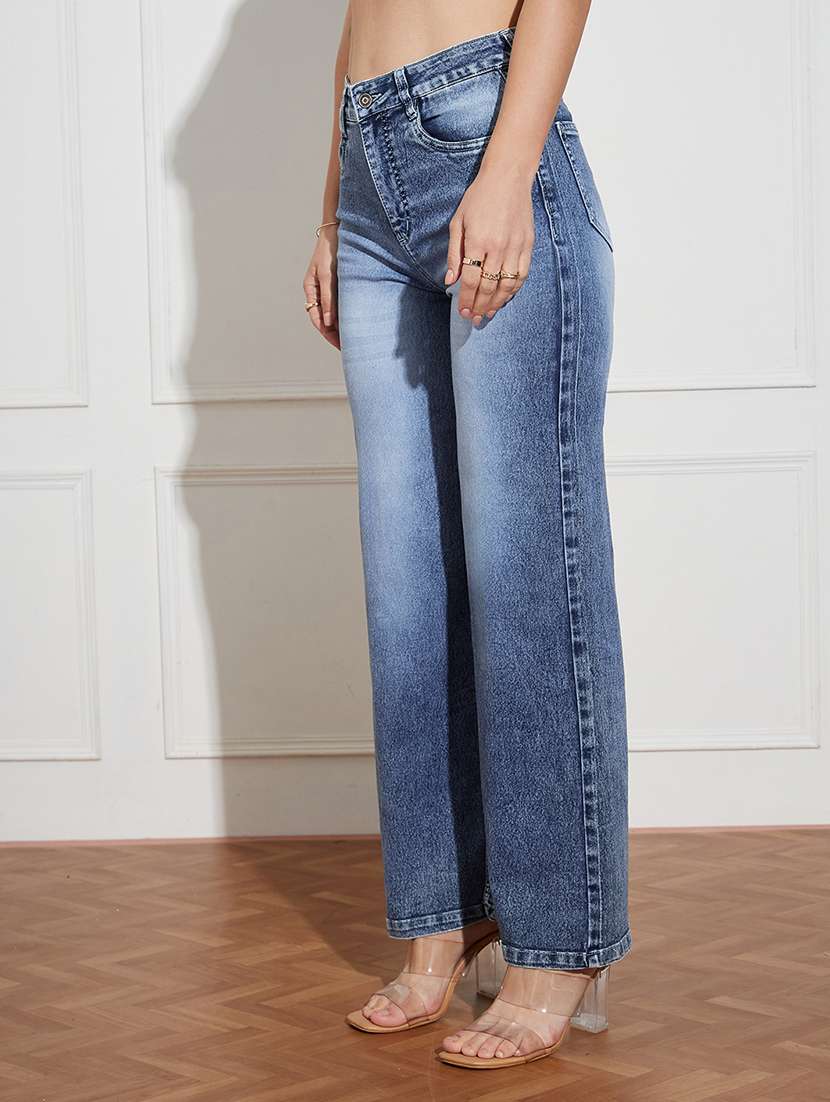 women solid high rise wide leg jeans - 22433605 -  Standard Image - 2