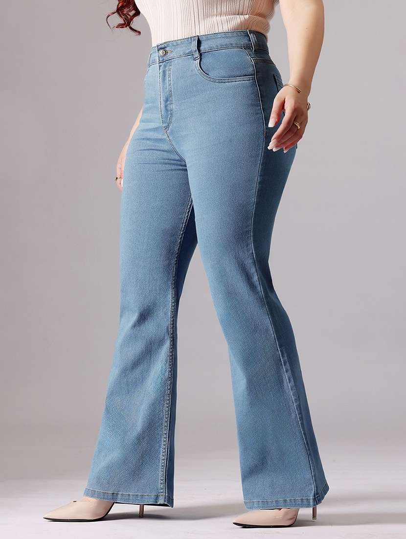 women solid high rise bootcut jeans - 22433611 -  Standard Image - 2