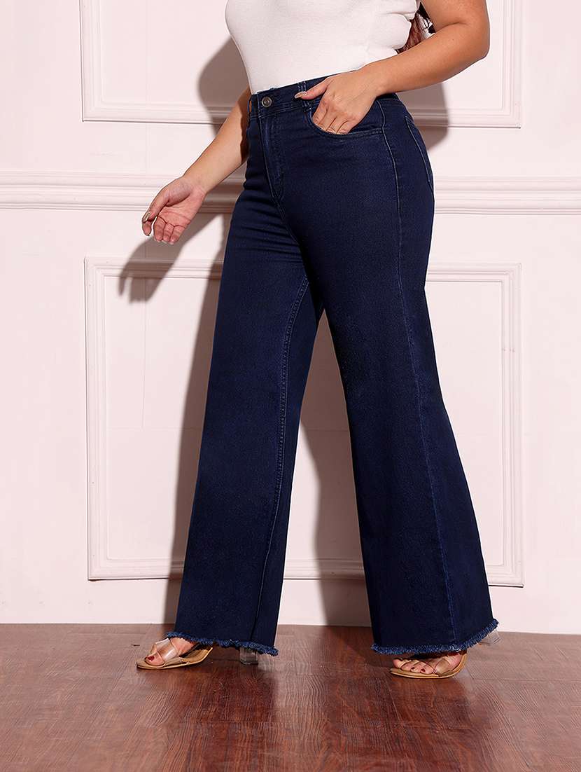 Women Solid High Rise Wide Leg Jeans - 22433614 -  Standard Image - 2