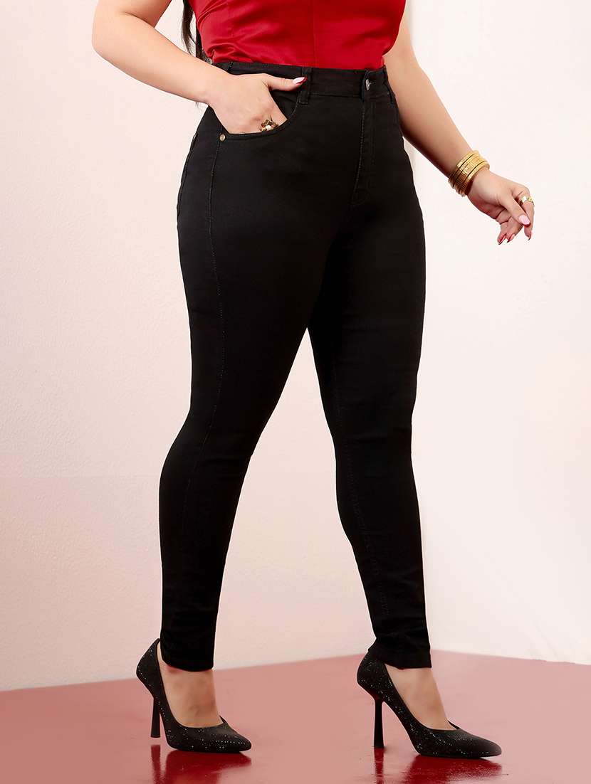 women solid high rise skinny jeans - 22433622 -  Standard Image - 2