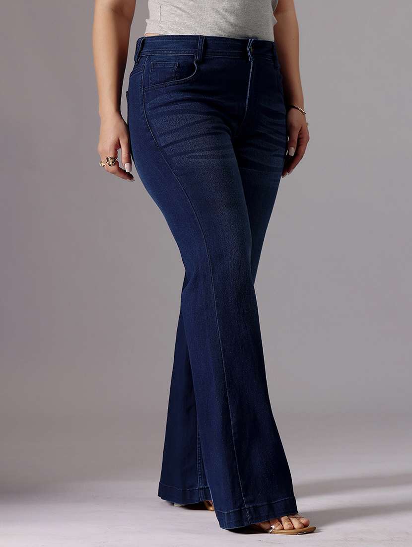 women solid high rise bootcut jeans - 22433627 -  Standard Image - 2