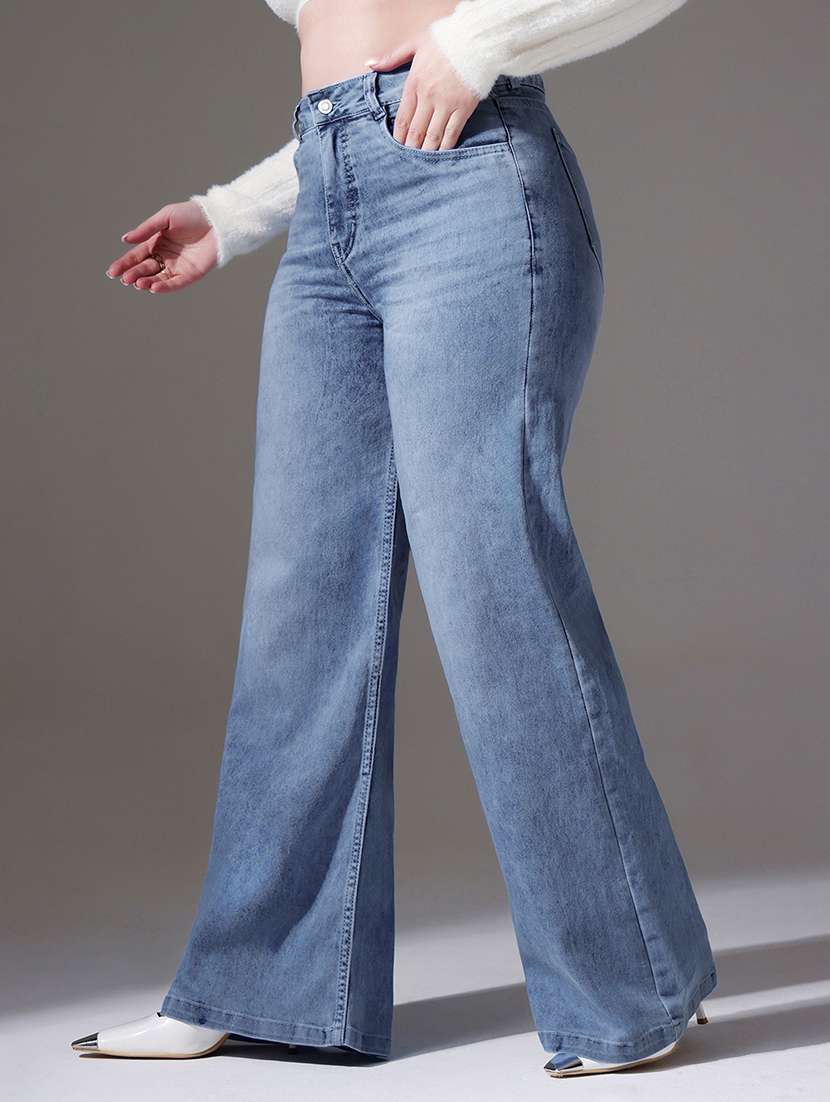 women solid high rise wide leg jeans - 22433631 -  Standard Image - 2
