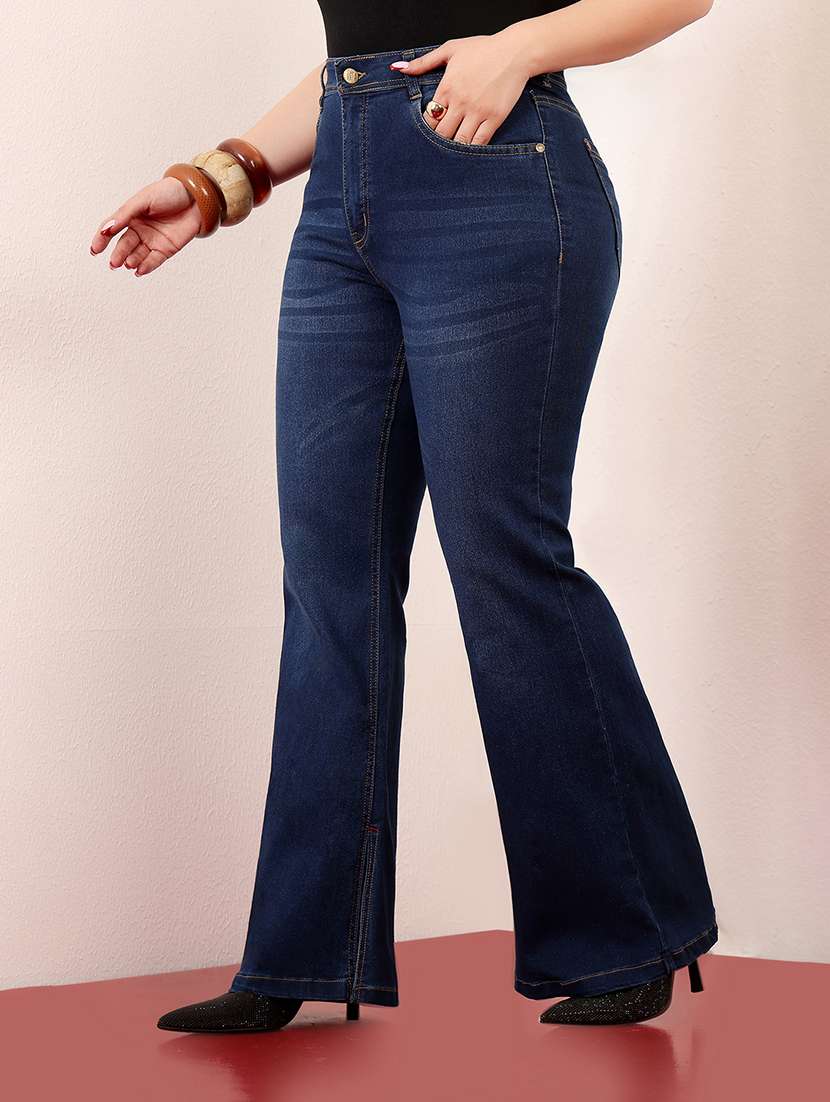 women solid high rise bootcut jeans - 22433640 -  Standard Image - 2