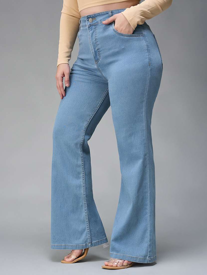 women solid high rise bootcut jeans - 22433653 -  Standard Image - 2