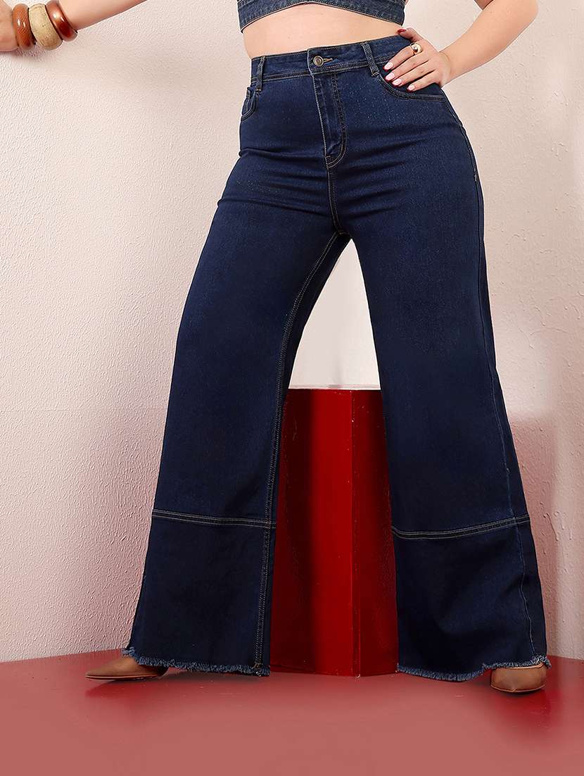 women solid high rise wide leg jeans - 22433674 -  Standard Image - 2