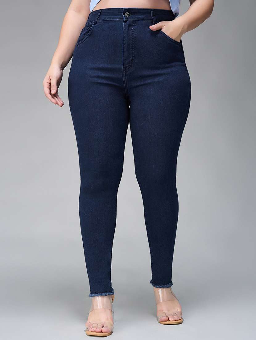women solid high rise skinny jeans