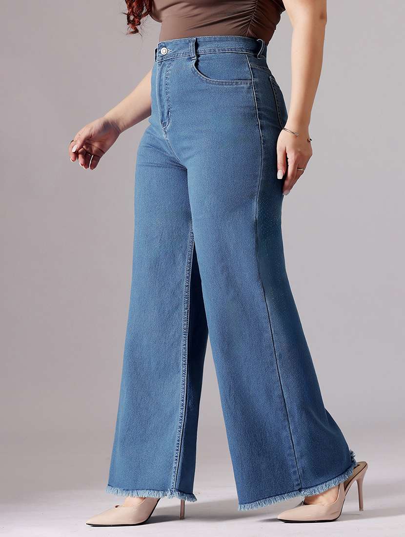 women solid high rise wide leg jeans - 22433702 -  Standard Image - 2