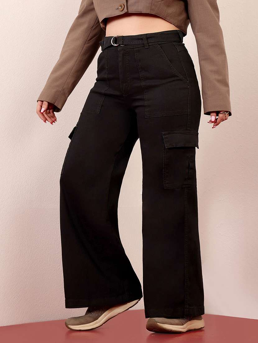 women solid high rise cargo - 22433703 -  Standard Image - 2