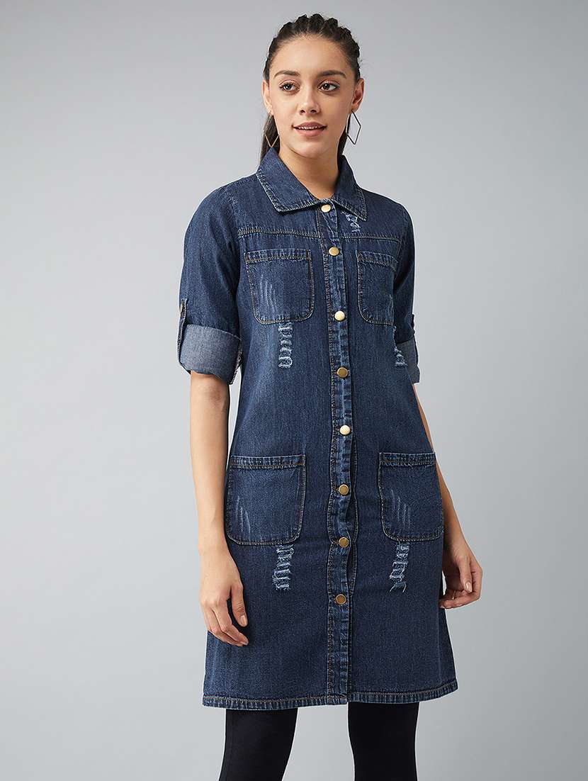women blue cotton denim jacket