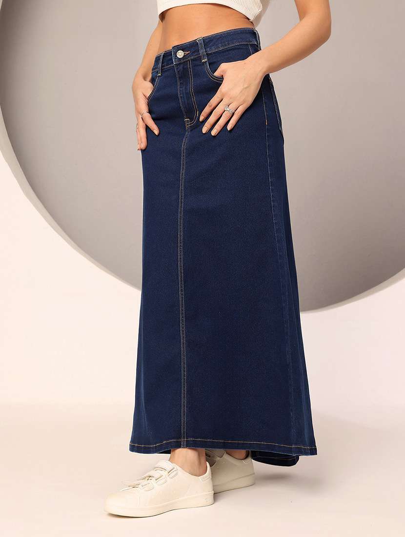 women blue denim flared skirt - 22433719 -  Standard Image - 2