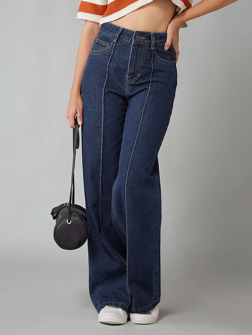 women blue denim jean
