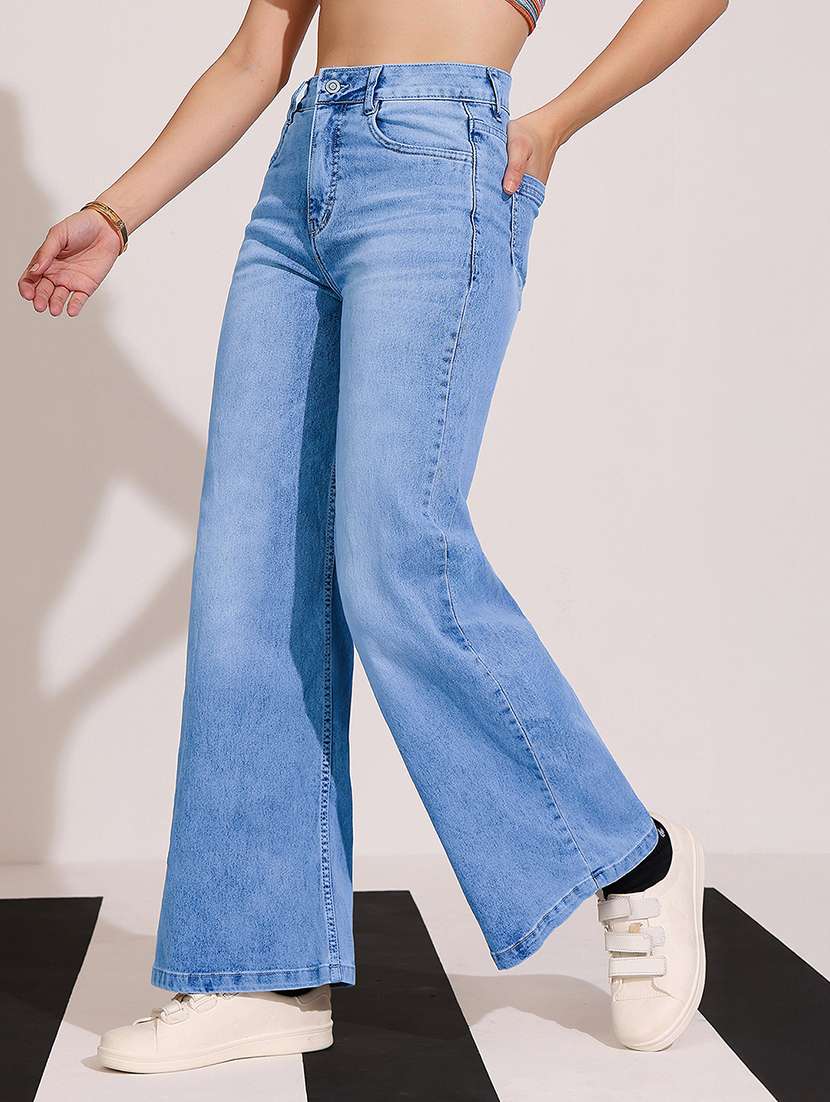 women light blue denim wide leg jeans - 22433777 -  Standard Image - 2