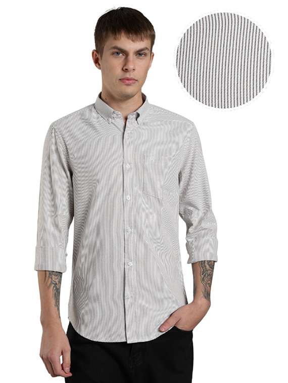 men striped long sleeve slim fit casual shirt - 22433955 -  Standard Image - 7