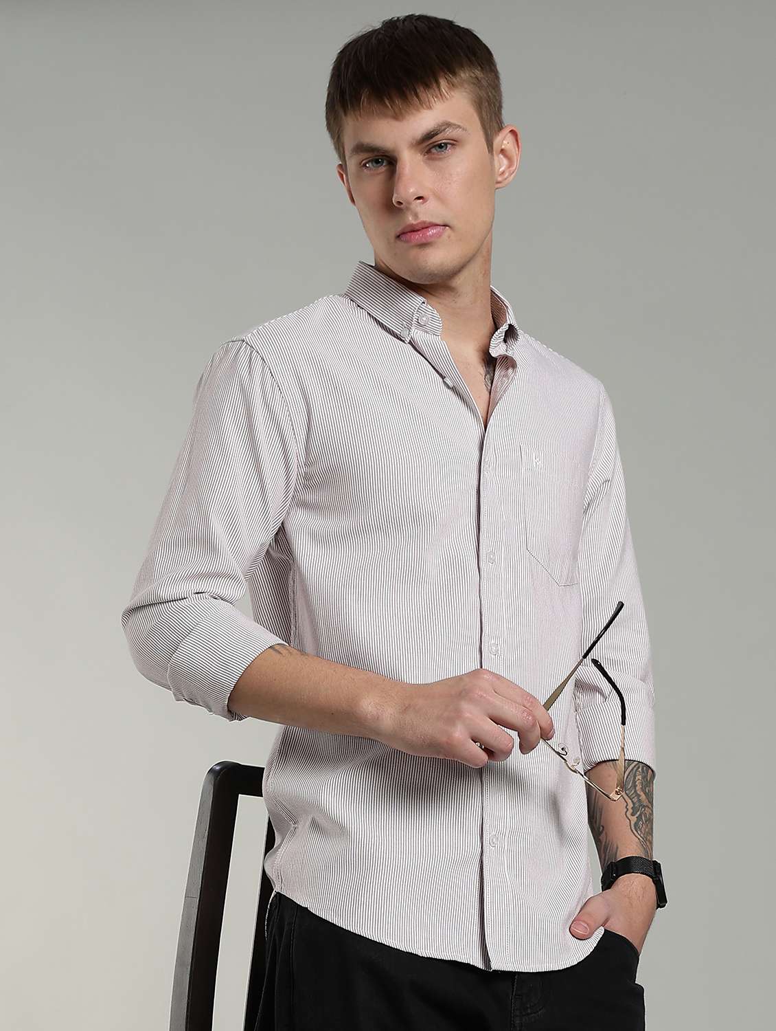Men Striped Long Sleeve Slim Fit Casual Shirt - 22433959 -  Standard Image - 2