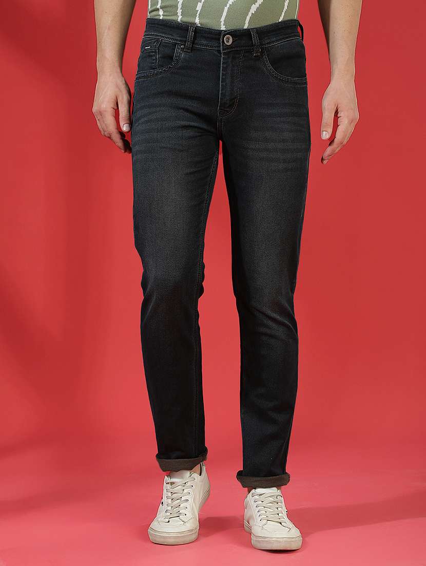 men solid mid rise slim fit jean