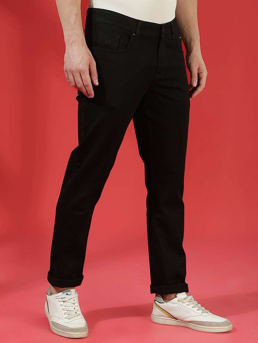 men plain black slim fit jeans - 22434012 -  Standard Image - 2