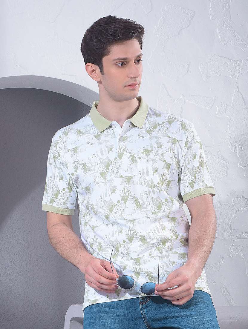 men printed short sleeve regular fit polo t-shirt